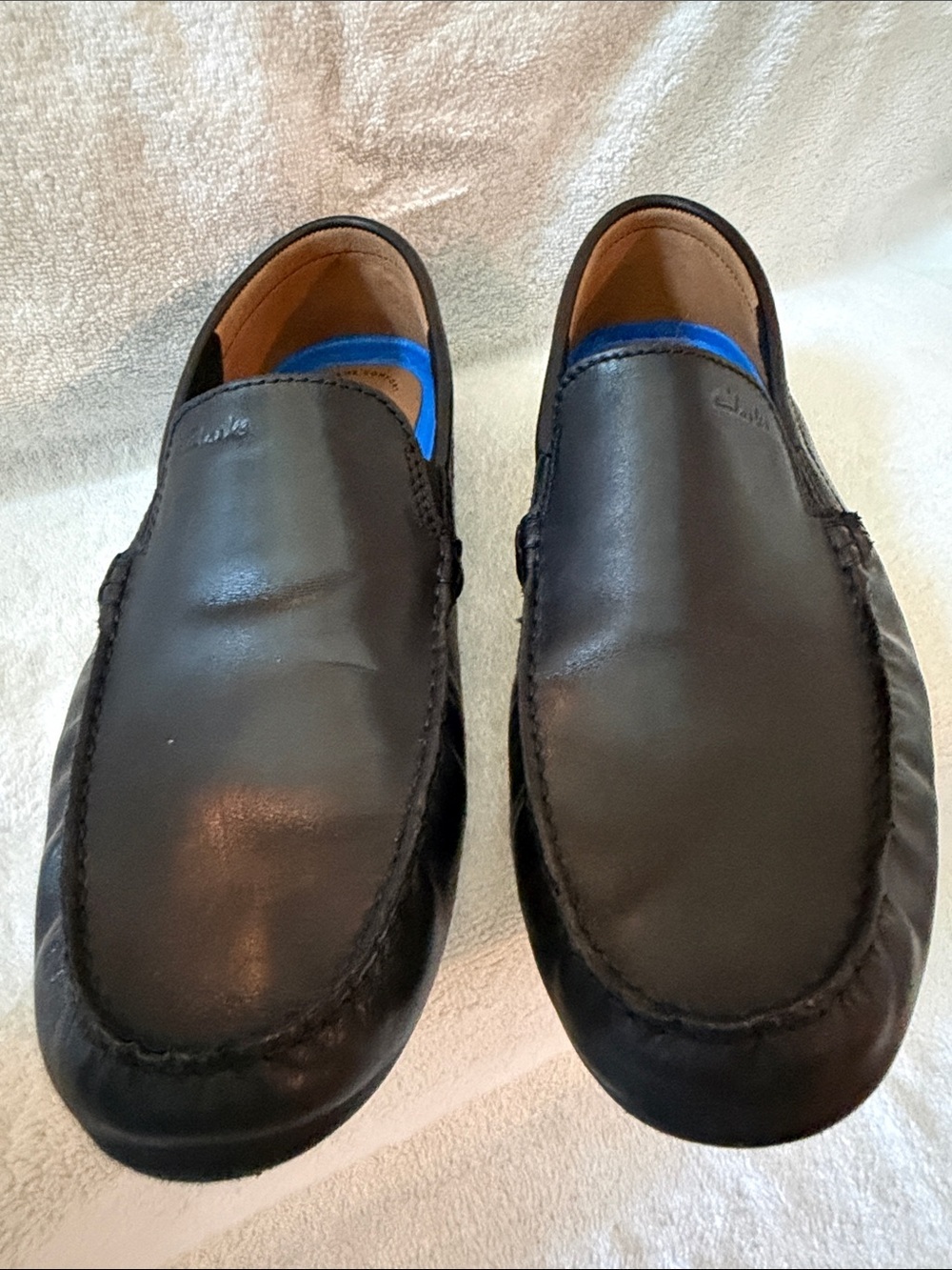 Clarks Black Leather Slip-On Driving Loafers